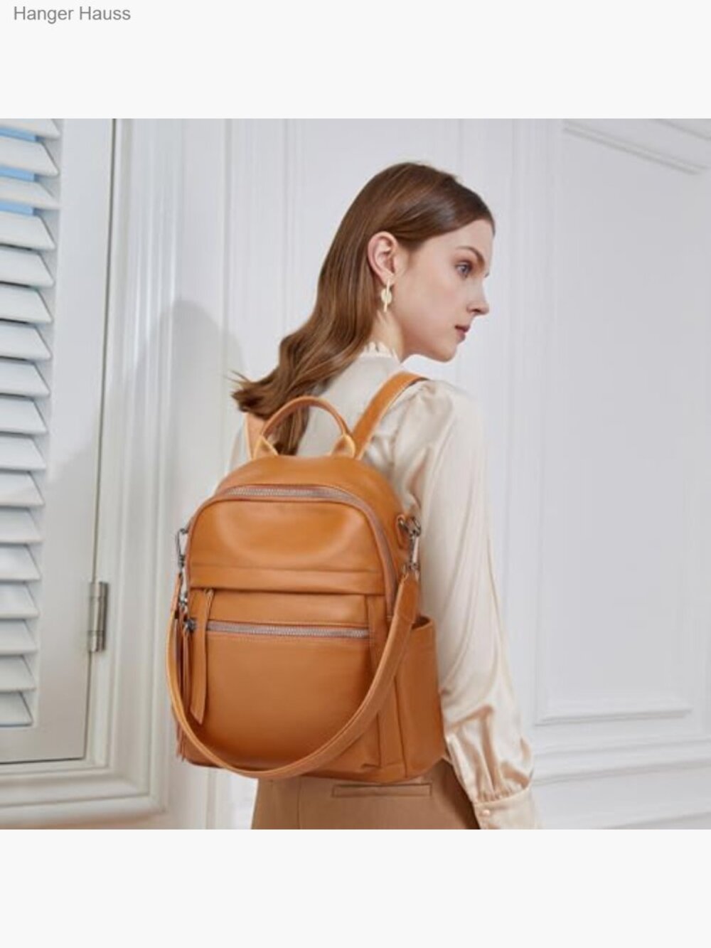 Genuine Leather Backpack Purse Convertible Daypack - Picture 2 of 7